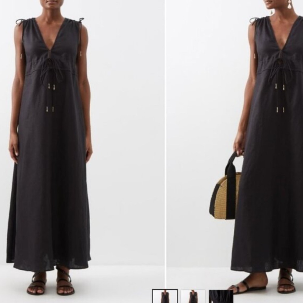 STAUD Black Maxi Dress with Tie Straps